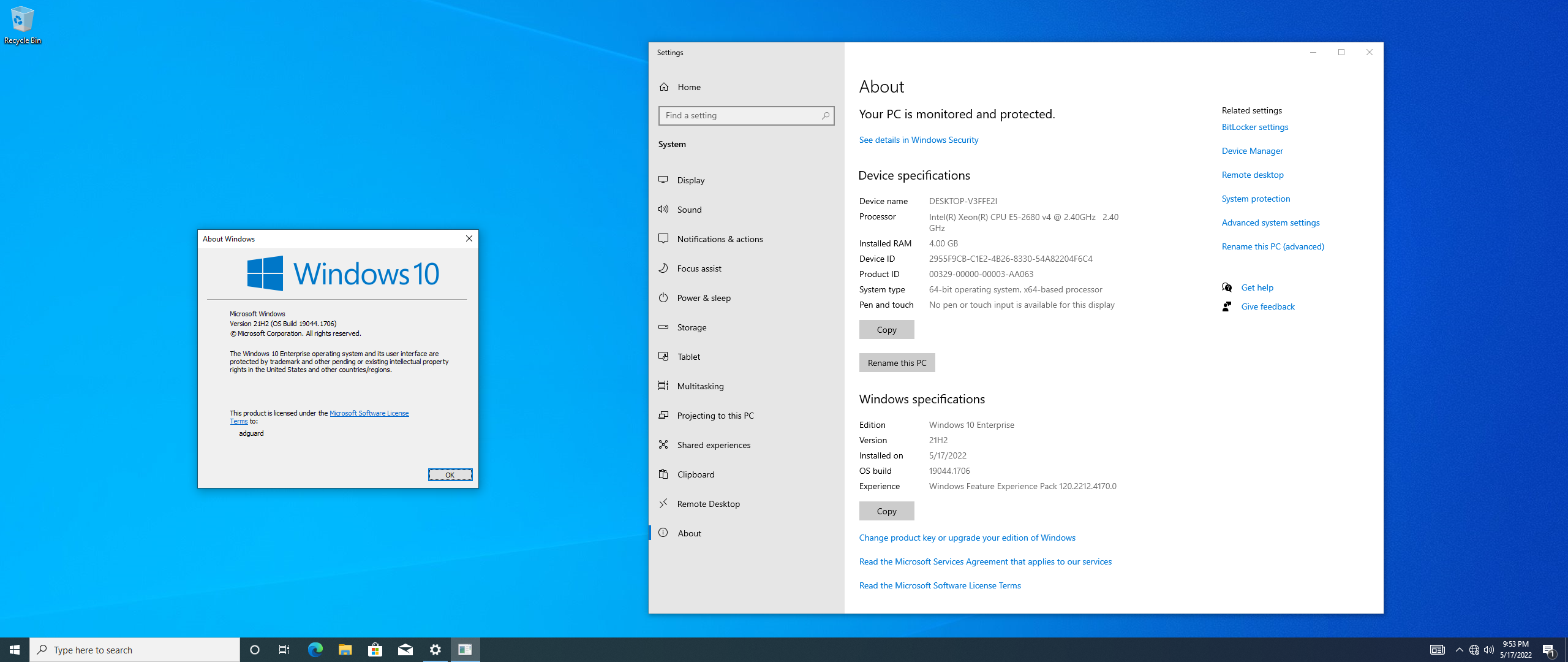 Microsoft Windows 10.0.19044.1706, Version 21H2 (Updated May 2022)  - Оригинальные образы от Microsoft MSDN [En]
