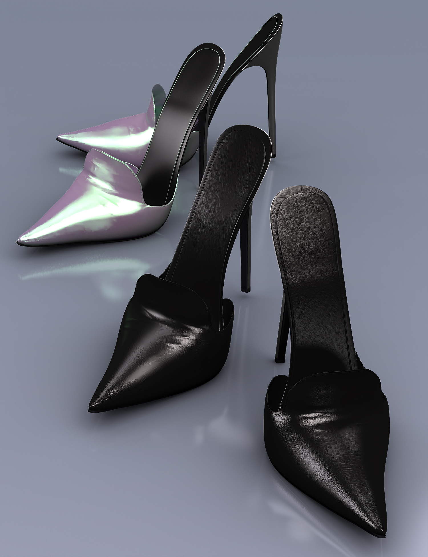 Black Long Dress Outfit Shoes for Genesis 8.1 Females