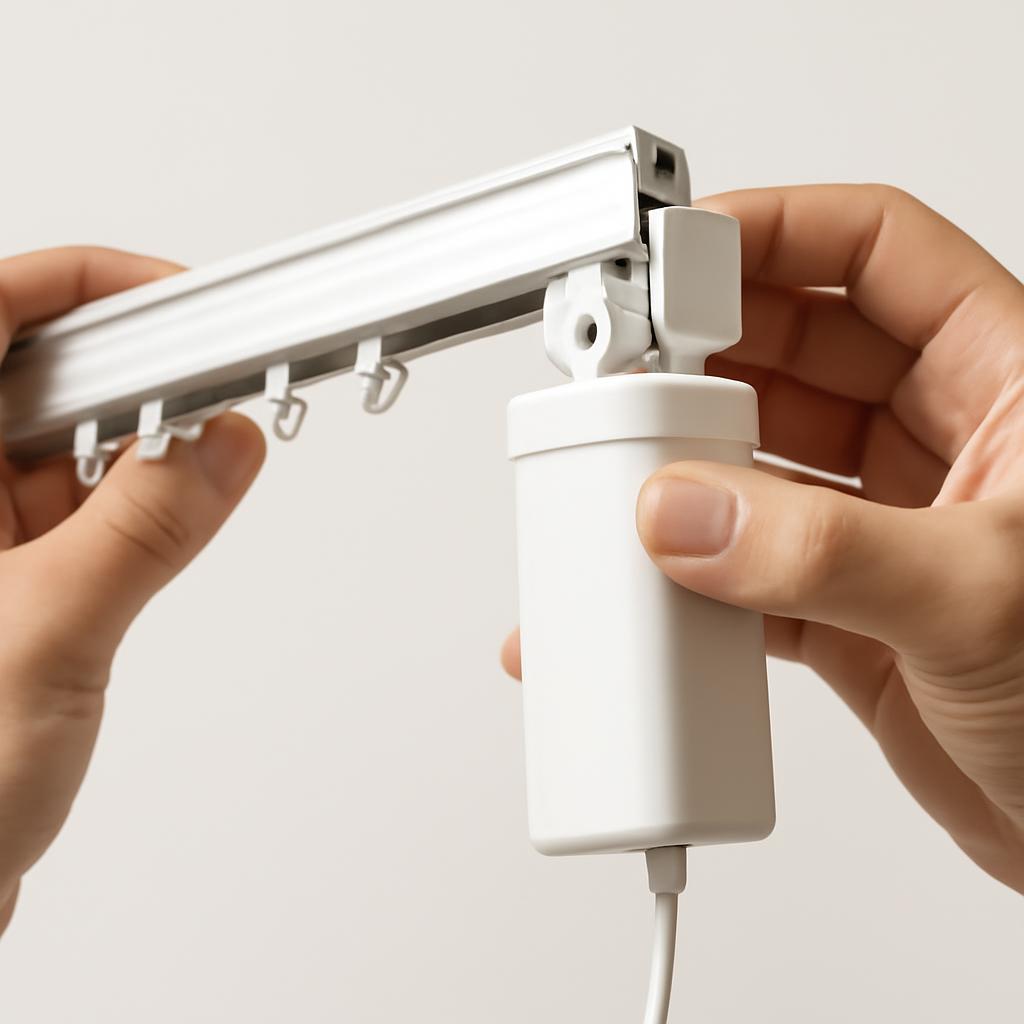 Установка двигателя на собранный профиль электрокарниза