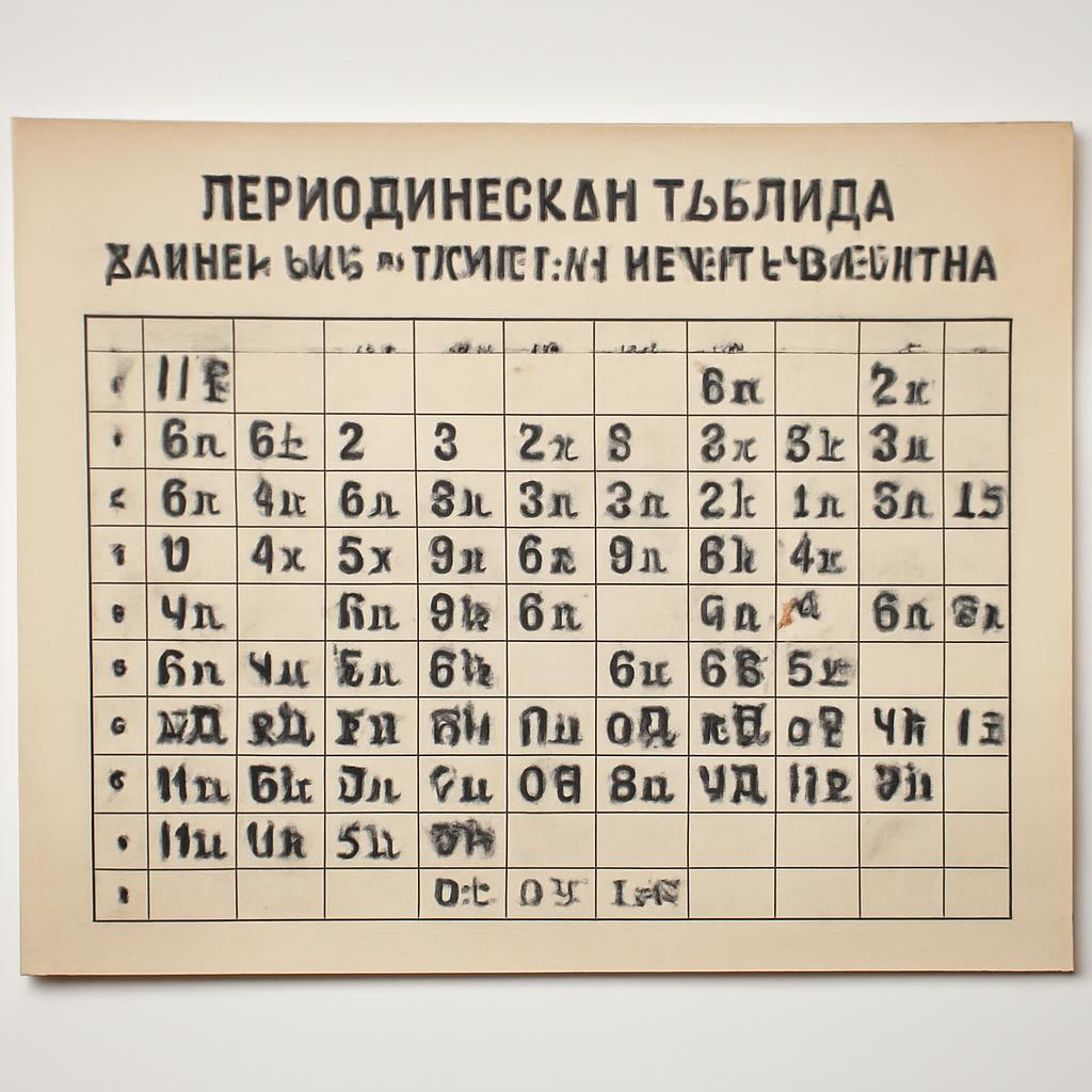 Ранняя версия периодической таблицы химических элементов Дмитрия Менделеева