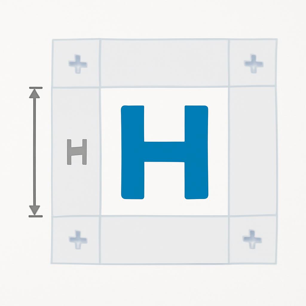 Схема расчета охранного поля на основе высоты буквы из логотипа