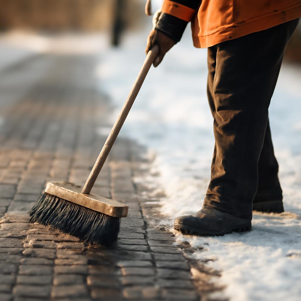 Уход за дорожным покрытием из плит в зимний период