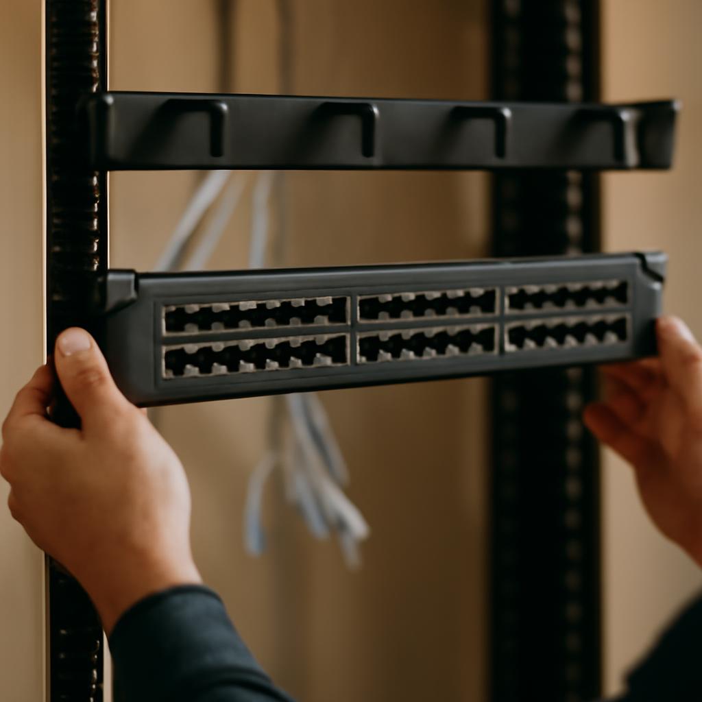 Схема установки коммутационной панели в сетевом шкафу