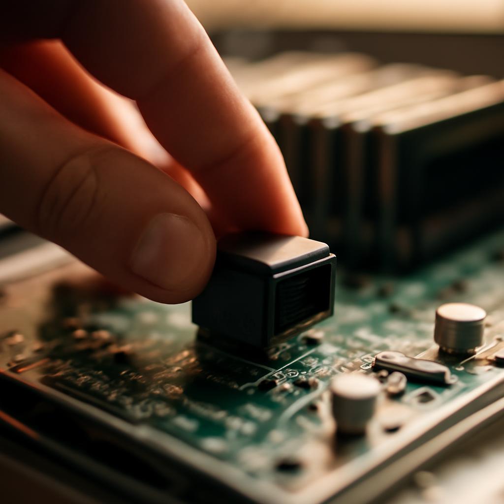 Процесс интеграции прямоугольного разъёма мама на печатную плату сервера