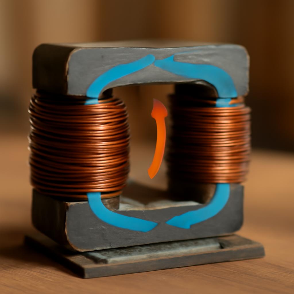 Трансформатор в электроснабжении: основы работы и ключевые принципы Иллюстрация принципа работы трансформатора с магнитным потоком