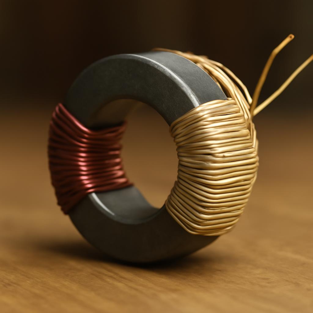 Схема устройства тороидального трансформатора с обмотками на кольцевом сердечнике