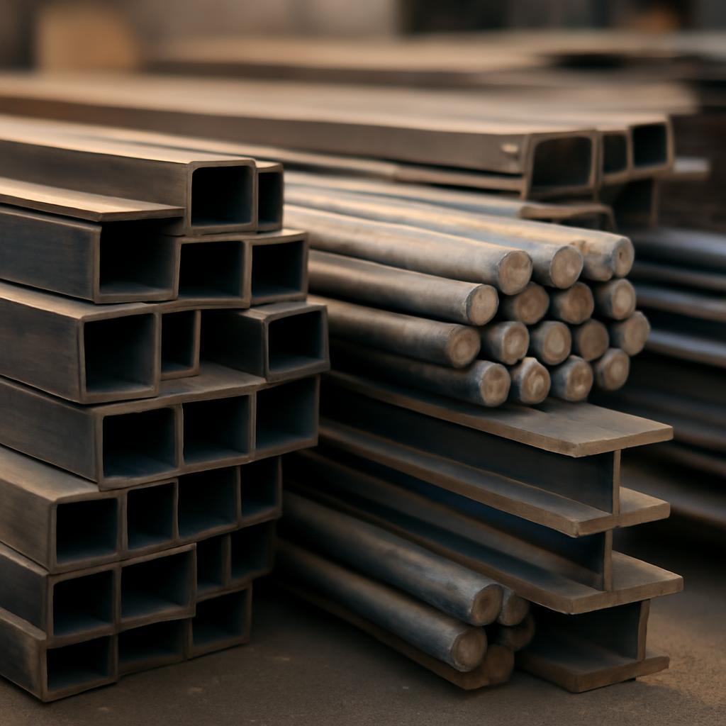 Различные виды металлопроката на складе