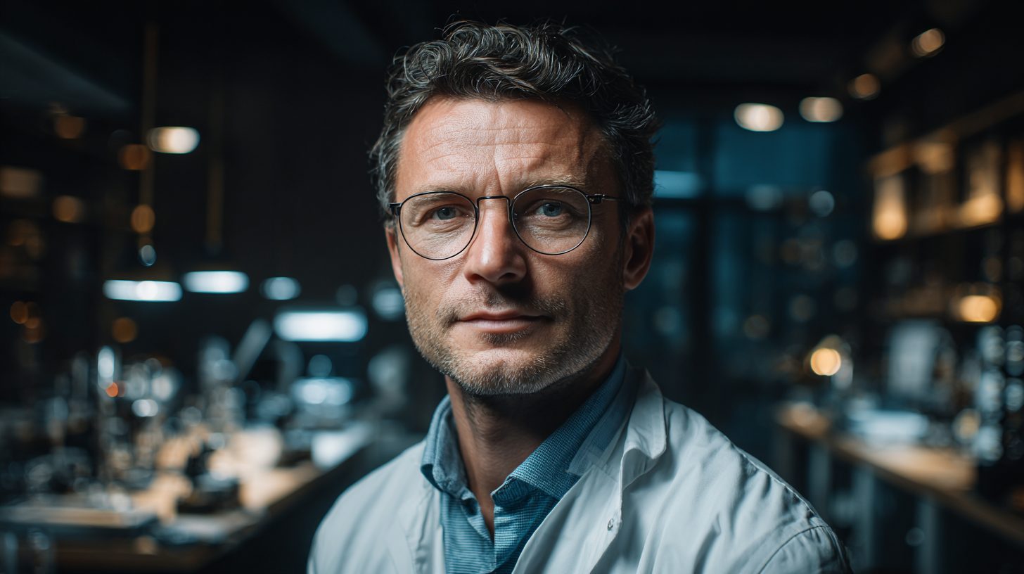 Дмитрий Козлов — портрет специалиста в студии с оборудованием для тестирования упаковки