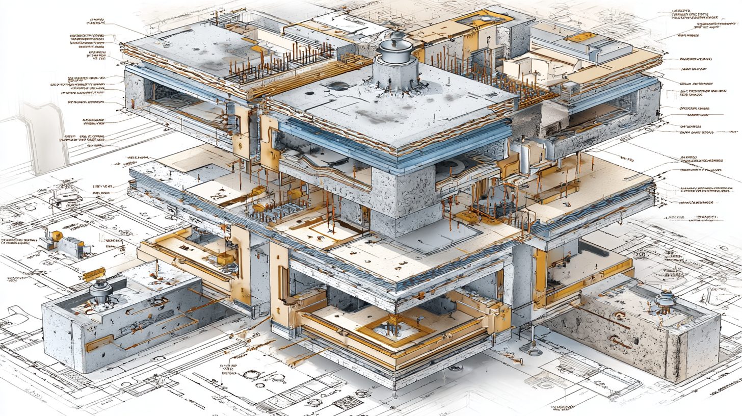 Схема устройства фундамента из блоков ФБС