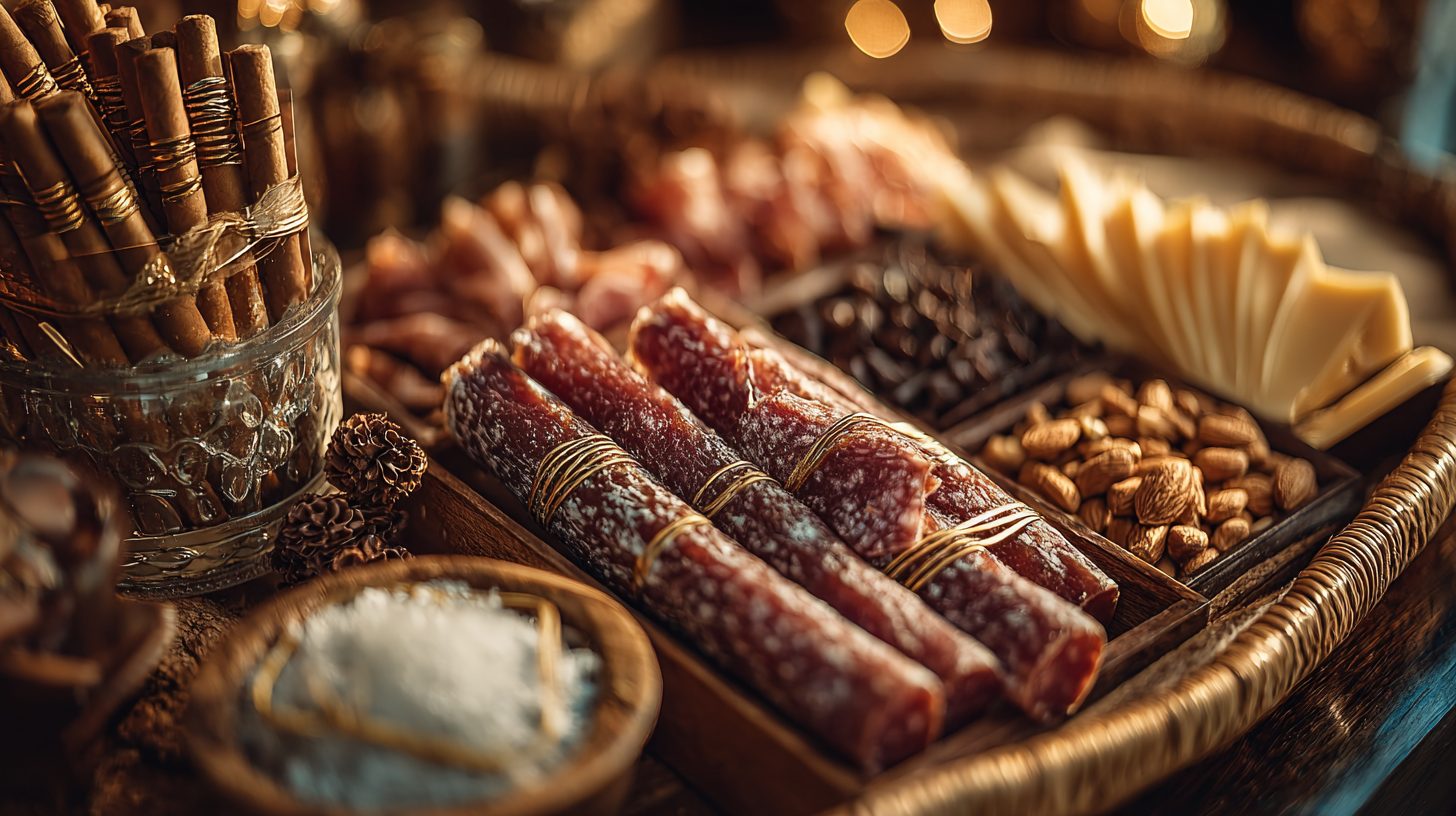 Детали букета с деликатесами для мужчин в Томске