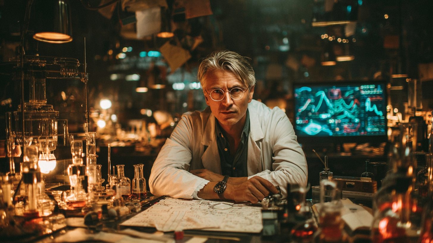 Дмитрий Александрович Воронин — портрет автора в лабораторной обстановке с инструментами