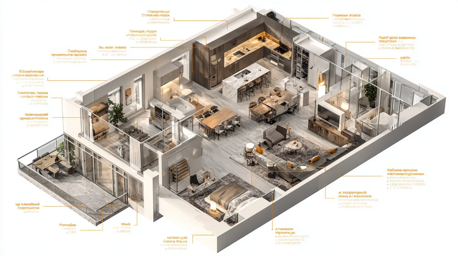 Схема планировки элитной квартиры в российском комплексе