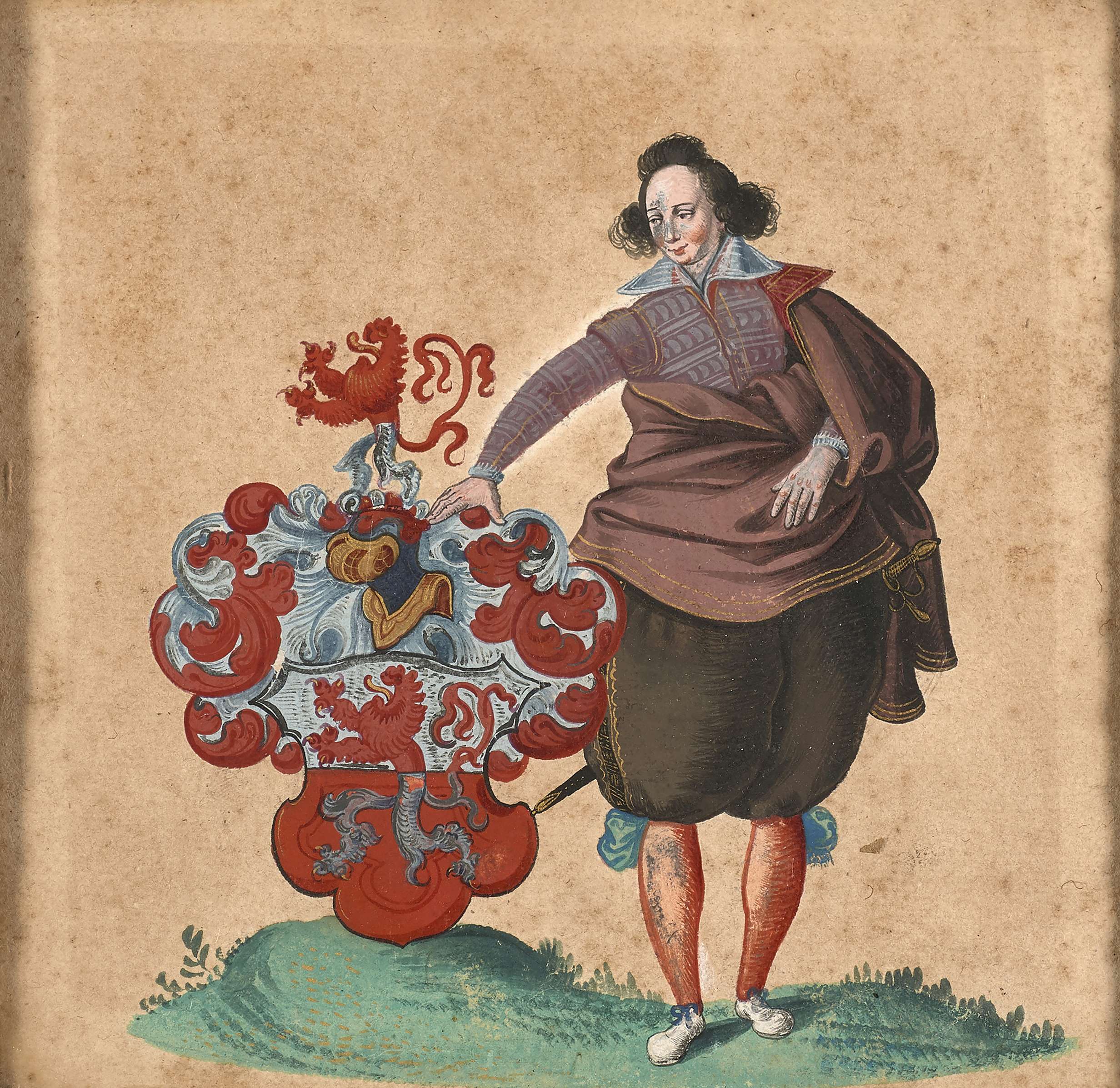 32Ecole hollandaise vers 1600-Figure de gentilhomme tenant son blason.jpg