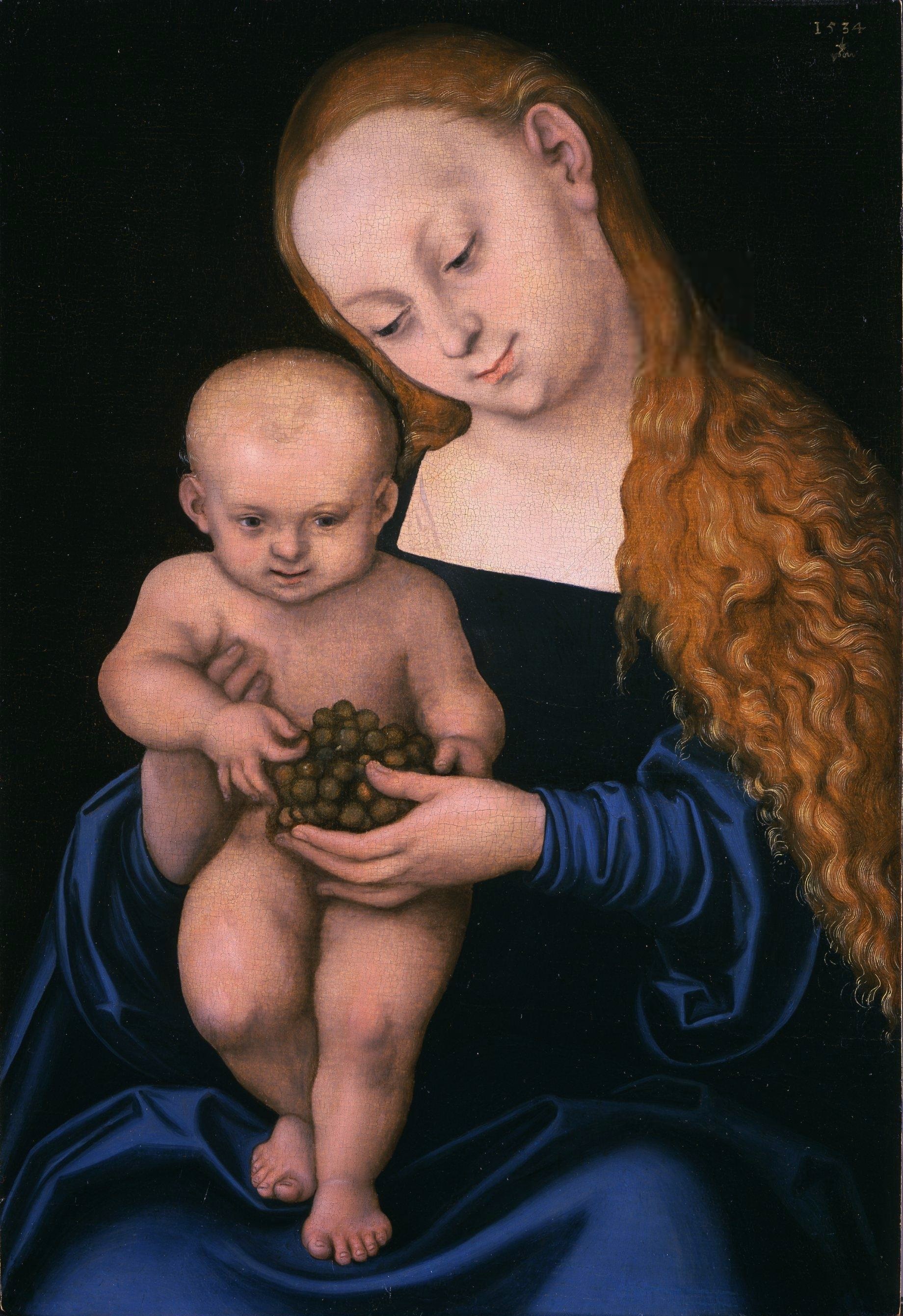 10Lucas_Cranach_I._-_Madonna with Grapes and Standing Christ ChildMadonna_mit_Trauben_und_dem_Jesuskind_(1534).jpg