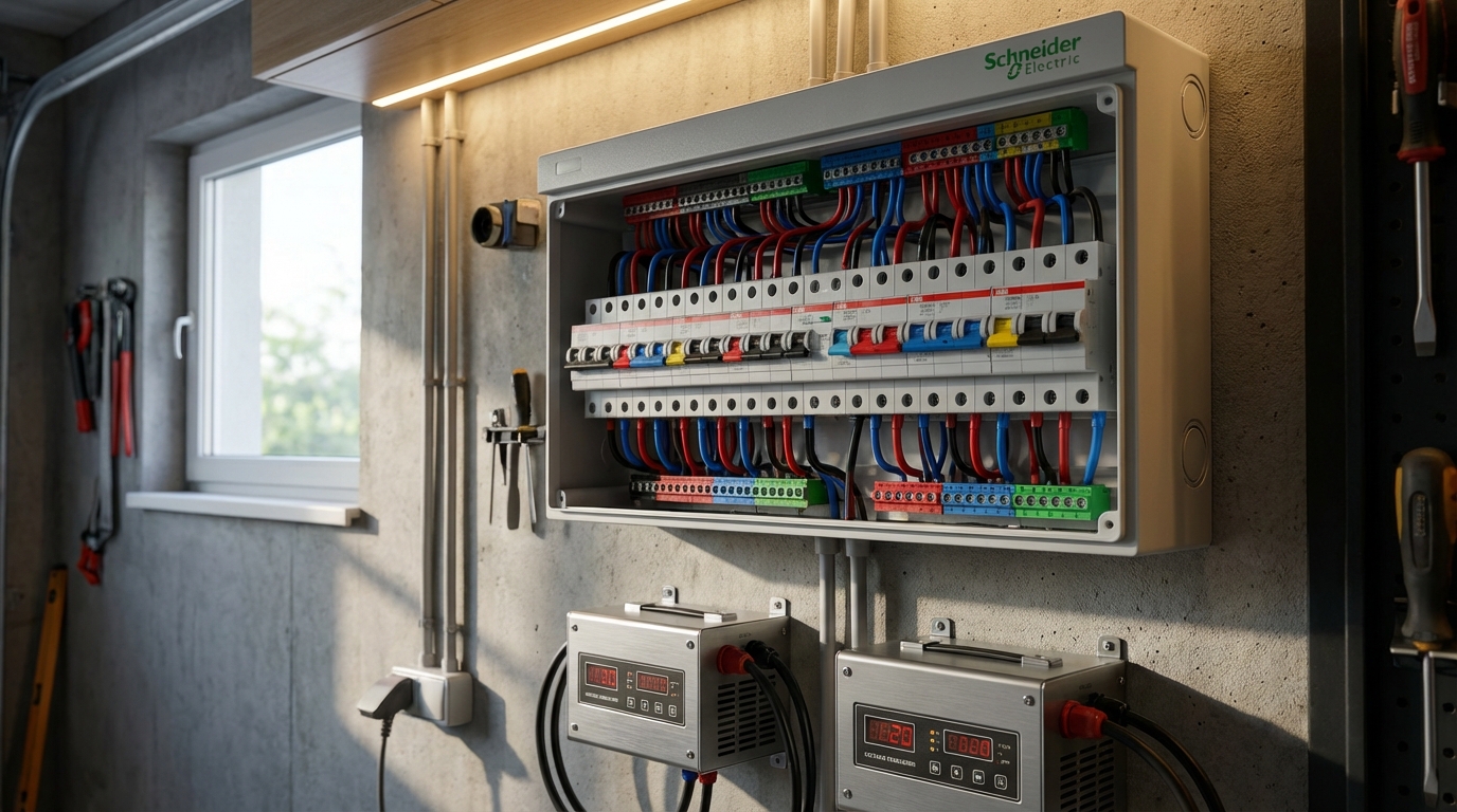 Схема установки автоматических выключателей и стабилизаторов в энергоузле частного дома