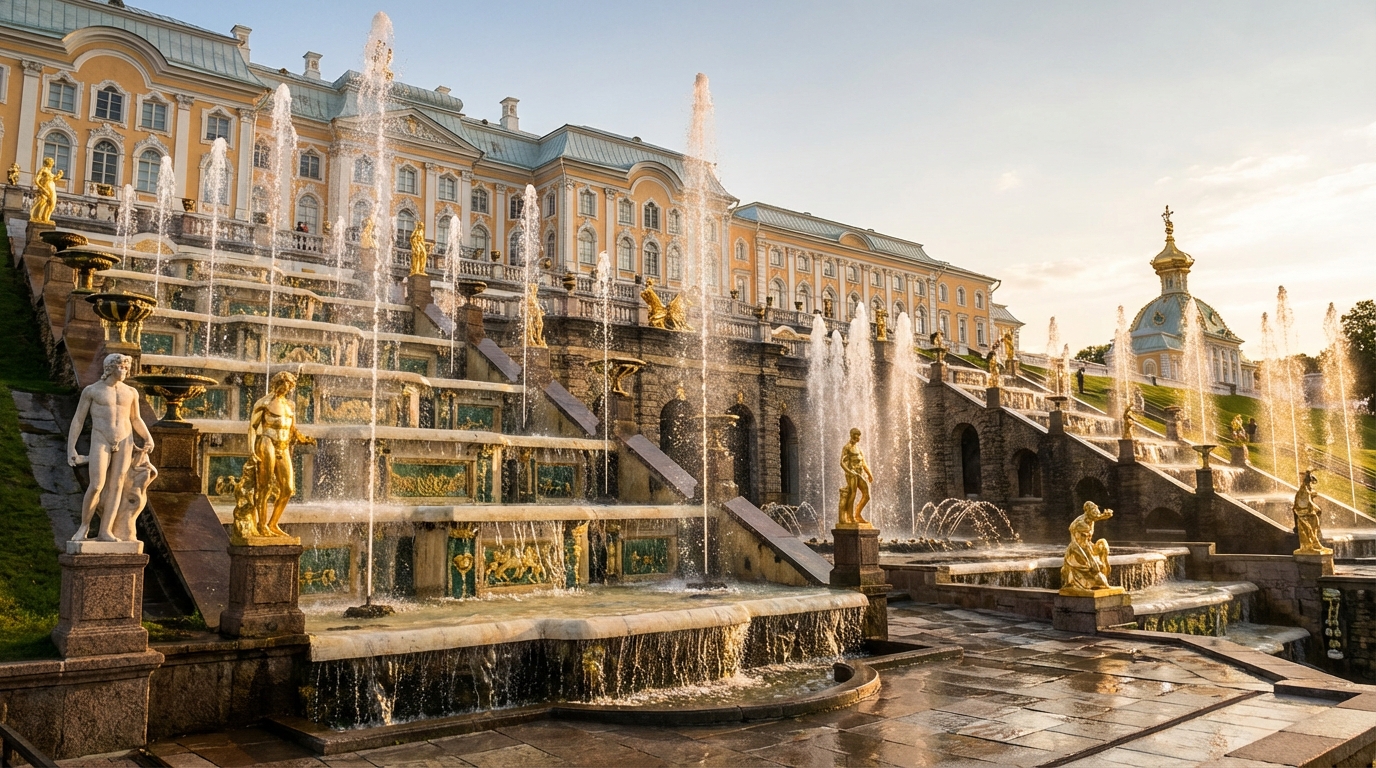 Большой каскад фонтанов в Петергофе