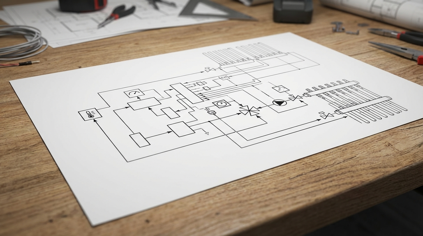 Схема автоматизированной системы управления теплым полом