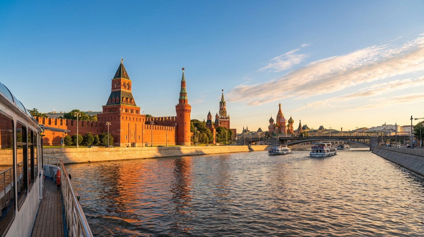 Вид на Кремль с Москвы-реки во время прогулки на речном трамвайчике