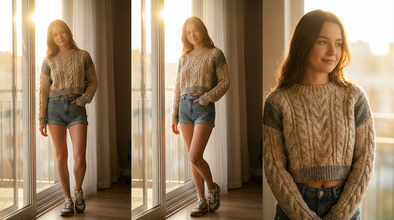 Вязаный кроп-топ от Razely в повседневном образе