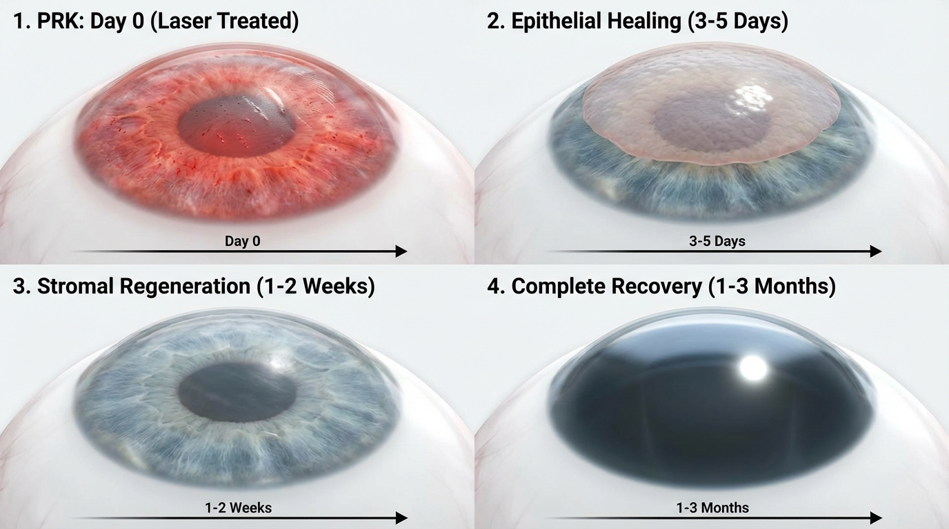 Схема этапов восстановления роговицы после PRK-операции