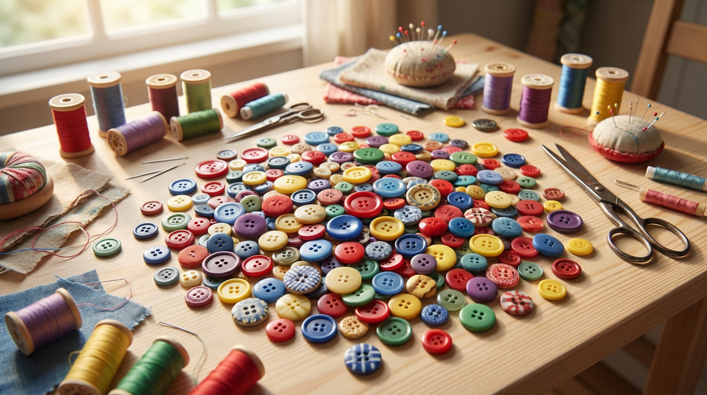 Разноцветные пуговицы для творческих поделок