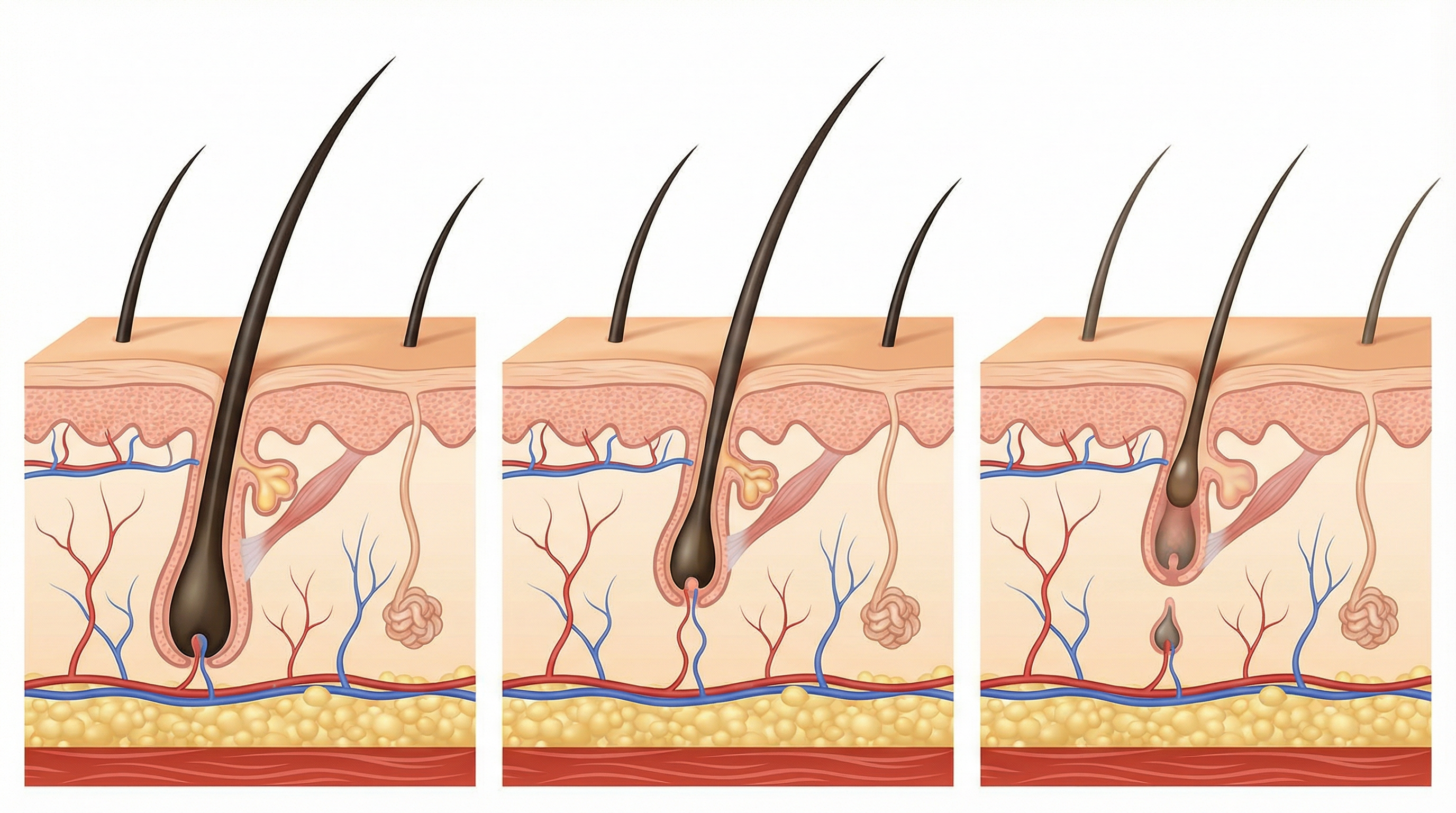 фазы роста волос анаген катаген телоген схема жизненного цикла волоса
