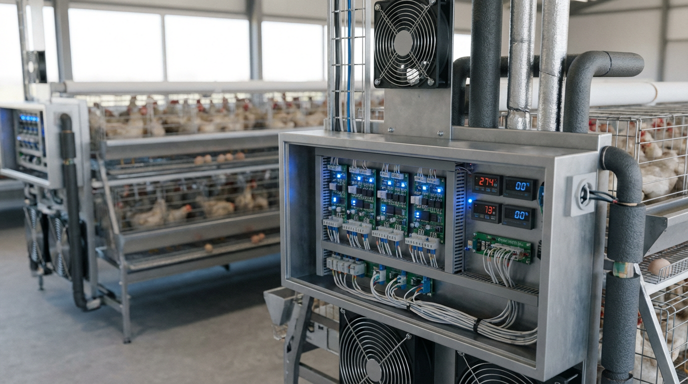 Система контроля микроклимата в птичнике с транзисторными элементами