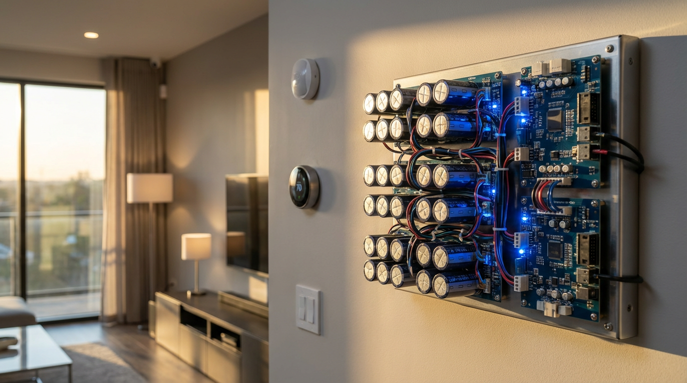 Схема массива суперконденсаторов в электросети умного дома