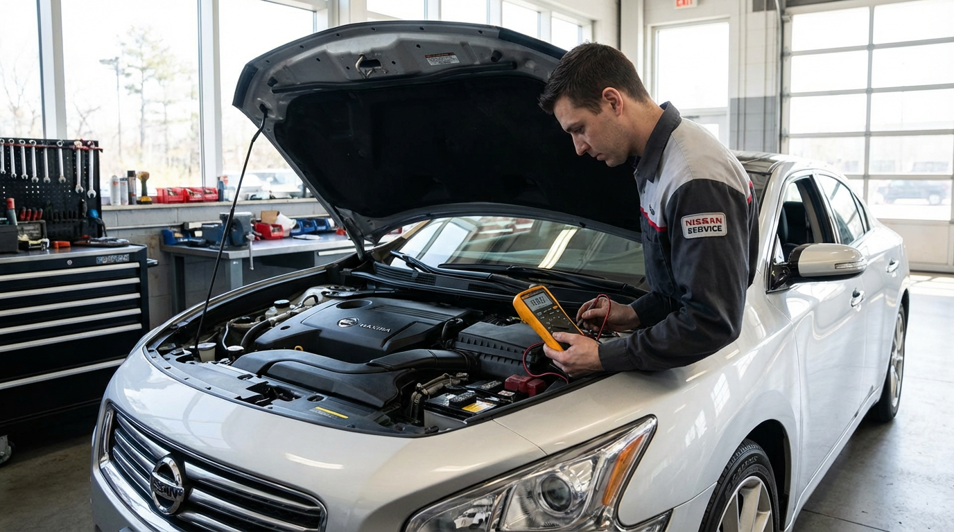Проверка аккумулятора Nissan Maxima в сервисе