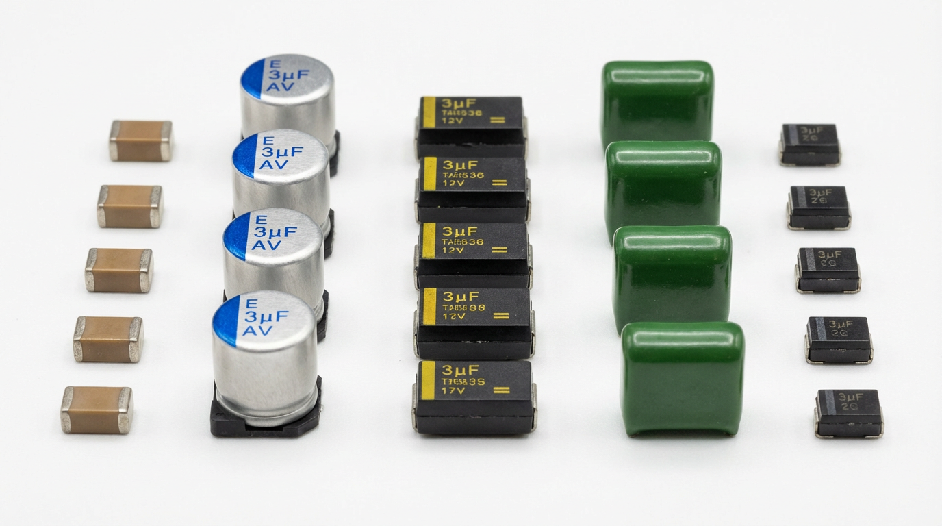 Различные типы конденсаторов 3 мкФ для VRM