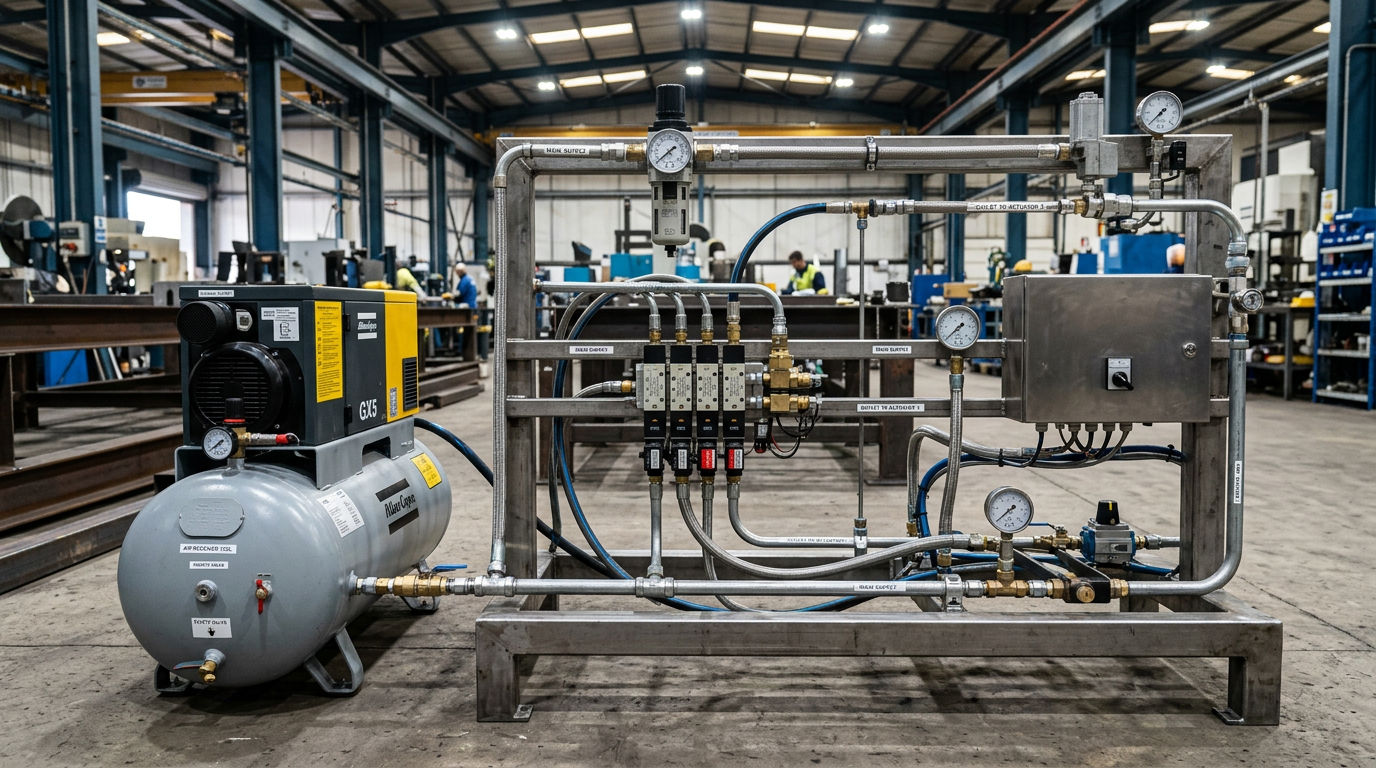 Схема установки пневмораспределителя в пневматической системе промышленного объекта