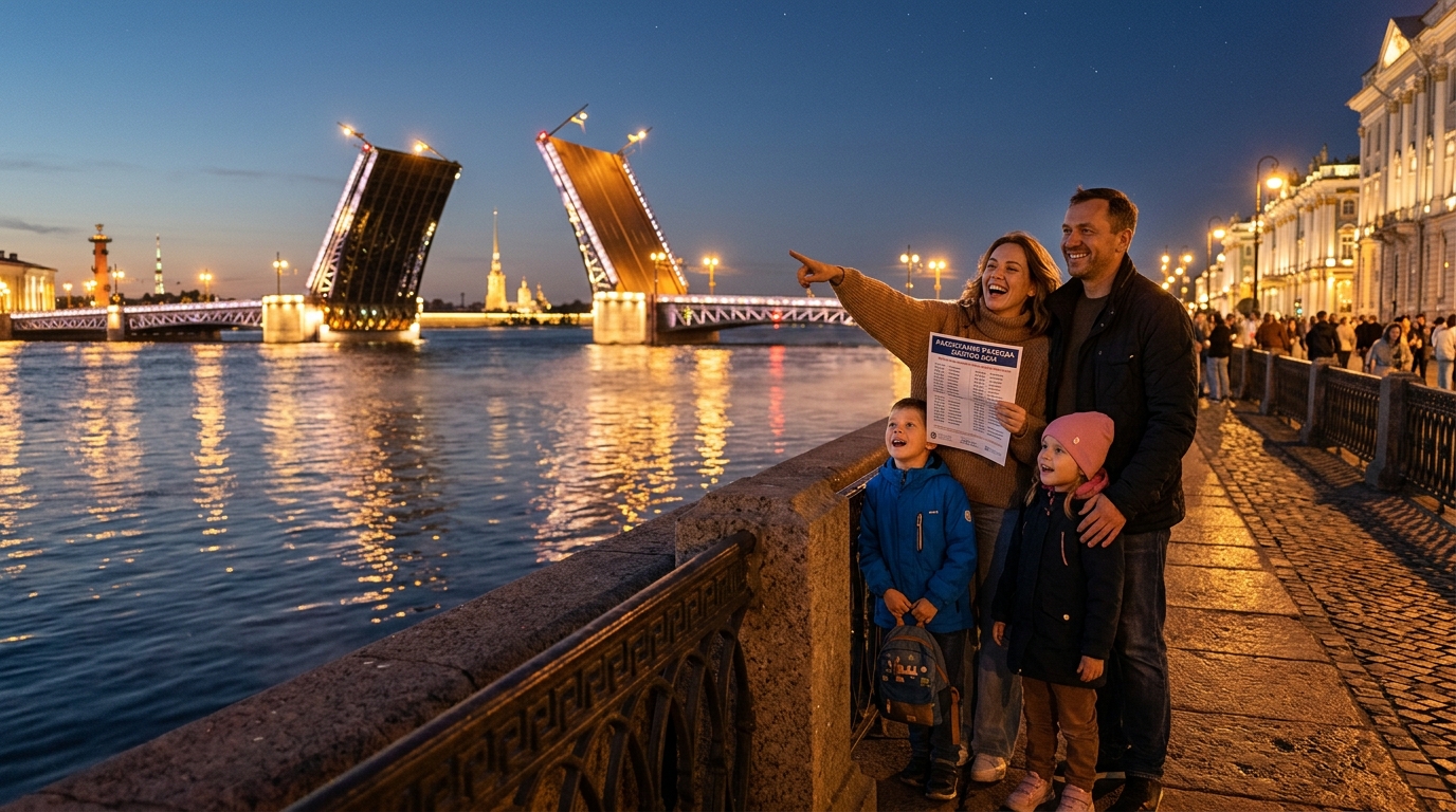 Расписание развода мостов Санкт-Петербурга для семей с детьми