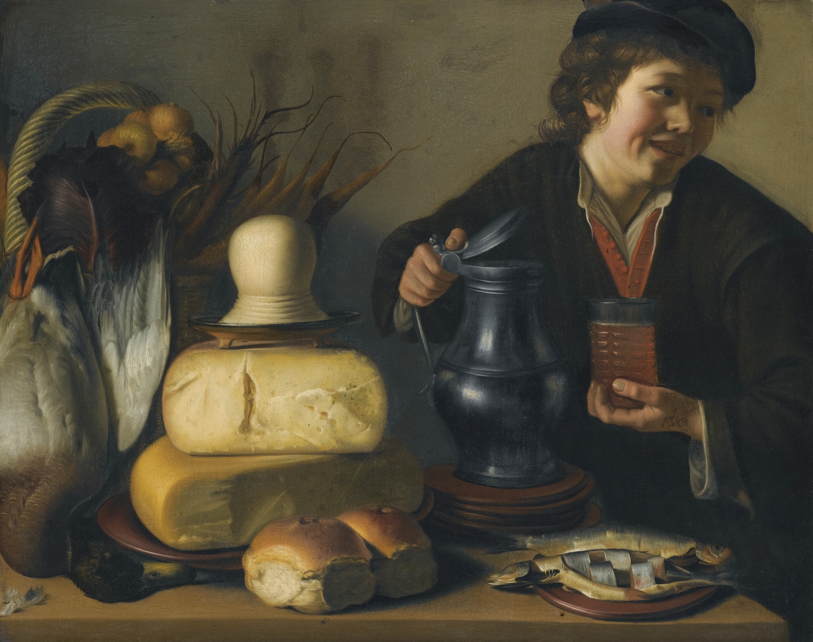 14 Круг. Натюрморт с юношей, держащим бокал пива (A Still Life With A Youth Holding A Pewter Tankard And A Glass)_68 х 85.5_х.,м._Ч.с..jpg