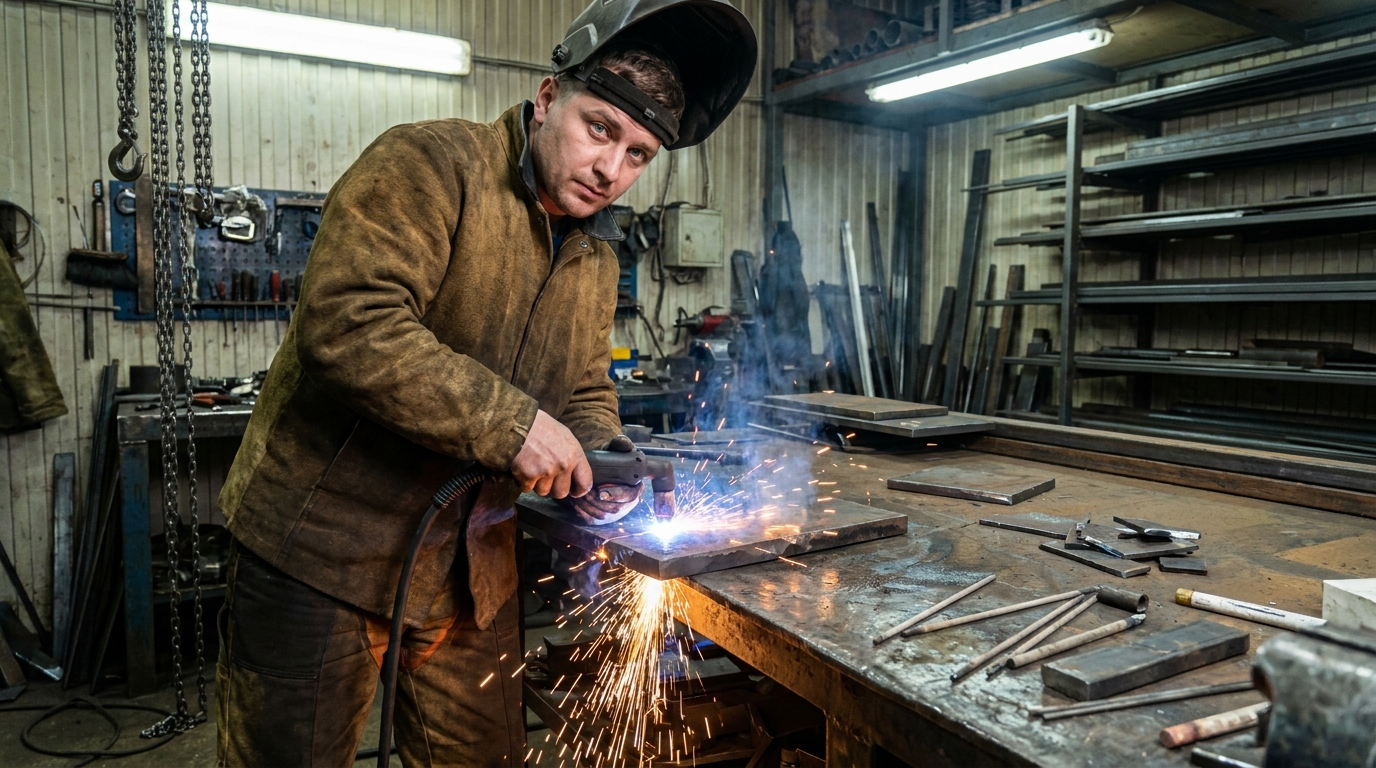 Чем отличается плазмотрон от обычной сварочной горелки, male professional at work, workshop