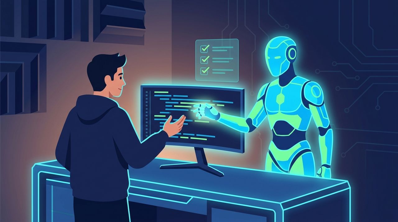 Разработчик и AI-ассистент совместно проверяют и улучшают код