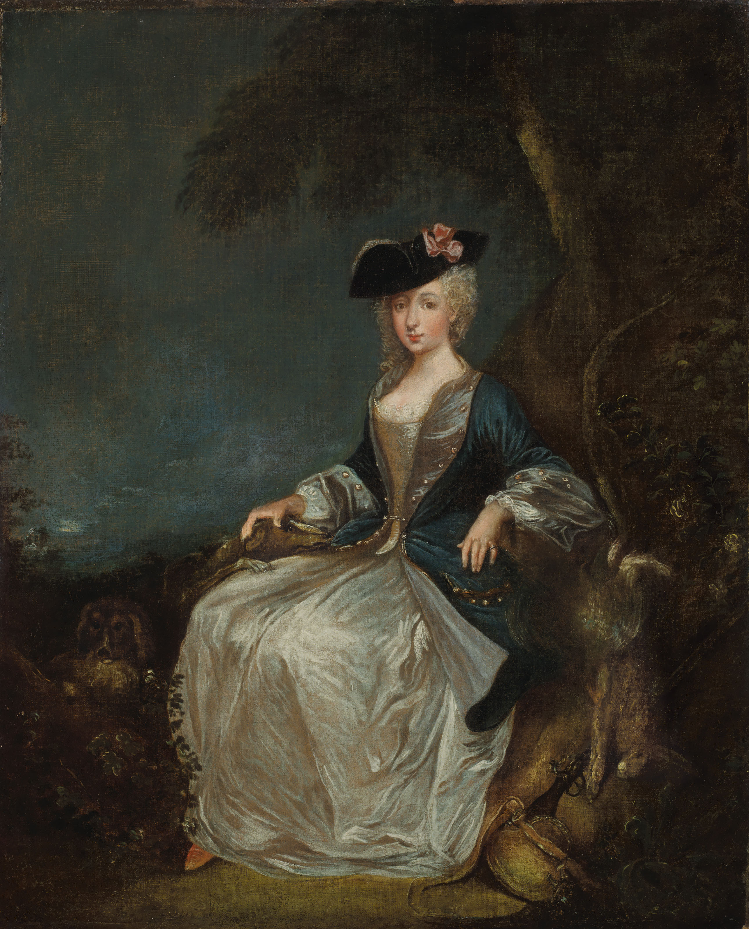 12Antoine Watteau (Valenciennes 1684-1721 Nogent-sur-Marne)-)'Retour de Chasse' Portrait of Marie-Louise Sirois (1698-1725).jpg