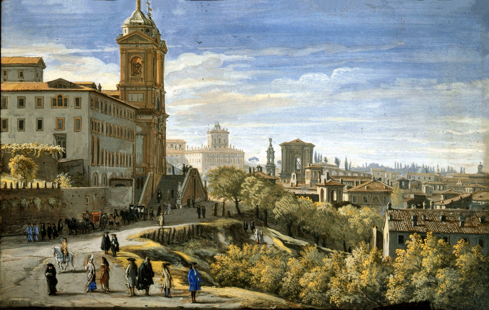 18Pincioheuvel  Santa Trinit? dei Monti v??r de bouw van de Spaanse trappen Galleria Nazionale, Rome groot.jpg