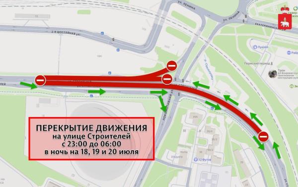 В Перми на три ночи закроют движение по улице Строителей для строительства